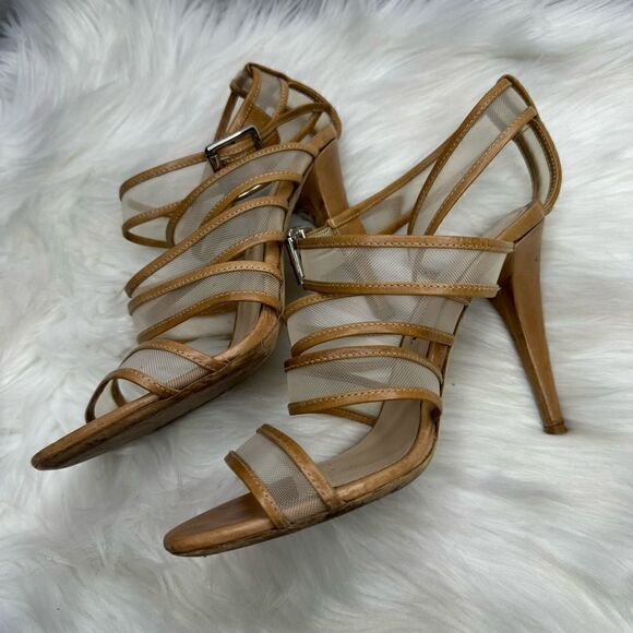 Loeffler Randall Paige Mesh Nude Strappy Heel 7.5 - Picture 8 of 9
